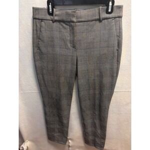 J.CREW 365 Cameron Plaid Straight Leg Ankle Pants Women Gray Blue  Sz 8